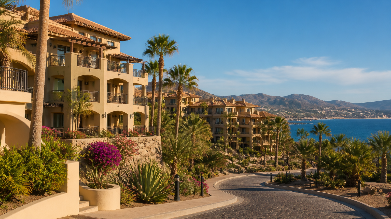 Unbranded coastal timeshare resort exterior used to illustrate Mexico timeshare resale scam warnings